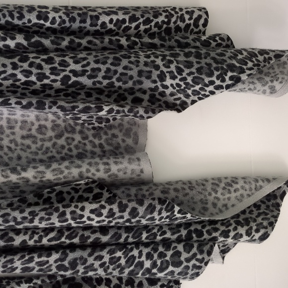 Leopard Print Black &Grey Open Front Cascade Cashmere Cardigan Mobwife Core Sz M - Picture 3 of 8